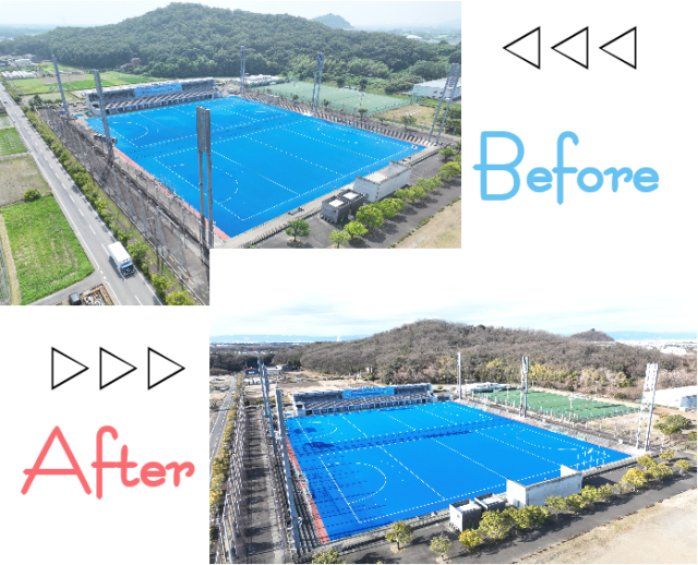 岐阜県グリーンスタジアム人工芝更新工事